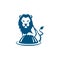 Blue Lion cook with restaurant plate vector illustration.