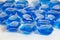 Blue liquid laundry detergent pods