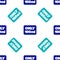 Blue Liquids in carry-on baggage icon isolated seamless pattern on white background. Airport rules. Vector