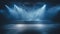 Blue lit stage with smoke and spotlights, perfect for theatre, performance backdrops