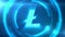 Blue Litecoin symbol on space background with HUD elements