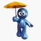 Blue little funny icon with insurance umbrella