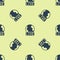 Blue Live report icon isolated seamless pattern on yellow background. Live news, hot news. Vector