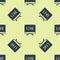 Blue Live report icon isolated seamless pattern on yellow background. Live news, hot news. Vector