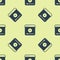 Blue Live streaming online videogame play icon isolated seamless pattern on yellow background. Vector