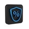 Blue Loan percent icon isolated on transparent background. Protection shield sign. Credit percentage symbol. Black