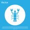 Blue Lobster icon isolated on blue background. White circle button. Vector.