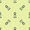 Blue Location grave icon isolated seamless pattern on yellow background. Vector