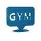 Blue Location gym icon isolated on transparent background.