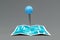 blue location pin mark on street map icon travel and navigation concept 3D Illustration