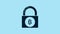 Blue Lock with bitcoin icon isolated on blue background. Cryptocurrency mining, blockchain technology, security, protect