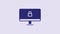 Blue Lock on computer monitor screen icon isolated on purple background. Security, safety, protection concept. Safe