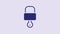 Blue Lock and key icon isolated on purple background. Padlock sign. Security, safety, protection, privacy concept. 4K