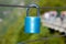 Blue lock with nordkap and heart shape gravure
