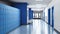 Blue lockers cabinets furniture in a locker room at school or university for student.