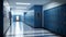 Blue lockers cabinets furniture in a locker room at school or university for student.