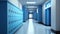 Blue lockers cabinets furniture in a locker room at school or university for student.