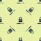 Blue Lockpicks or lock picks for lock picking icon isolated seamless pattern on yellow background. Vector