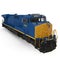 Blue locomotive on white. 3D illustration