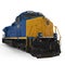 Blue locomotive on white. 3D illustration