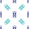 Blue London phone booth icon isolated seamless pattern on white background. Classic english booth phone in london
