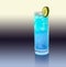 Blue longdrink with lemon