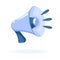 Blue loudspeaker in cartoon style. Vector illustration of megaphone isolated on white background.