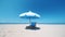 blue lounge chair and blue umbrella in beach ai generated