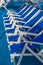 Blue loungers on the deck of a ship