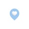 Blue love pin for dating apps. Vector illustration. Love location icon design.