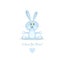 Blue love rabbit, vector illustration