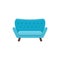 Blue loveseat. Double sofa. Vector illustration. Flat icon of se