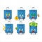 Blue lugage cartoon character with cute emoticon bring money