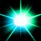 Blue luminous star. Lens flare effect. Vector