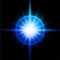 Blue luminous star. Lens flare effect. Vector