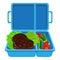 Blue lunchbox icon, cartoon style