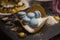 Blue Macaron - French fine dining dessert