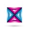 Blue and Magenta 3d Geometrical Embossed Square and Triangle Shape isolated on a White Background