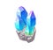 Blue magic crystal gem, vector jewel rock mineral