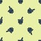 Blue Magic mortar and pestle icon isolated seamless pattern on yellow background. Vector Illustration