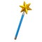 Blue magic star wand 3d illustration