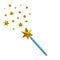 Blue magic star wand with stars 3d illustration