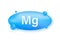 Blue magnesium on white background. Magnesium mineral. Mg pill capsule. Vector stock illustration