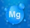 Blue magnesium on white background. Magnesium mineral. Mg pill capsule. Vector stock illustration