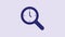 Blue Magnifying glass with clock icon isolated on purple background. Clock search. 4K Video motion graphic animation