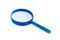 Blue magnifying glass on white background