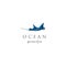 Blue manta ocean sea wave logo design vector