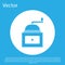 Blue Manual coffee grinder icon isolated on blue background. White circle button. Vector