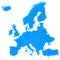 Blue map of Europe - political borders