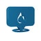 Blue Map pointer with fire flame icon isolated on transparent background. Fire nearby.